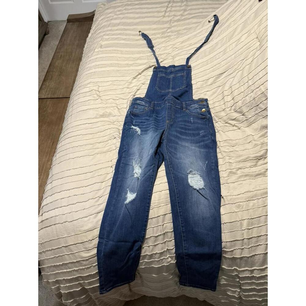 Wax Jean Basic Denim Distressed Women's Denim Overalls